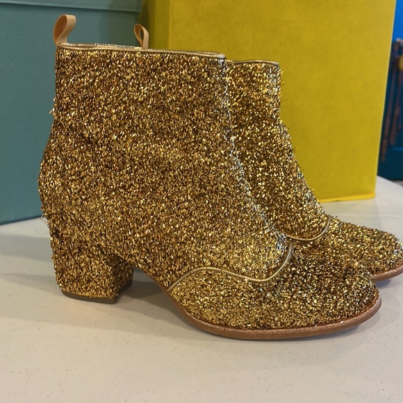 Anthropologie Bill Blass tinsel gold glitter booties - Picture 5 of 5